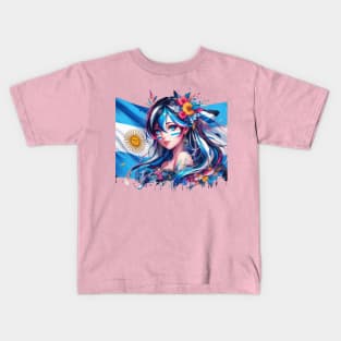 Kawaii, Anime Girl, Argentina | Catsie Cat Kids T-Shirt